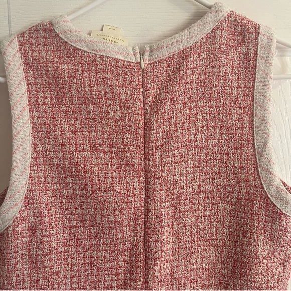 Anthropologie Maeve Mini Dress Pink Tweed Pleated Drop Waist Preppy size M - Picture 8 of 10